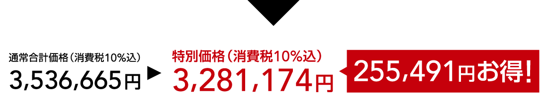 特別価格（消費税10%込）3,281,174円